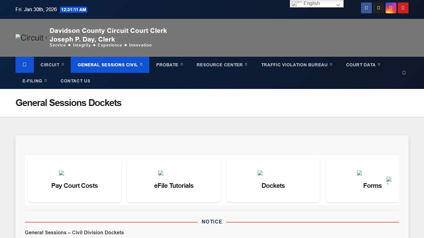 General Sessions Dockets – Circuit Court Clerk